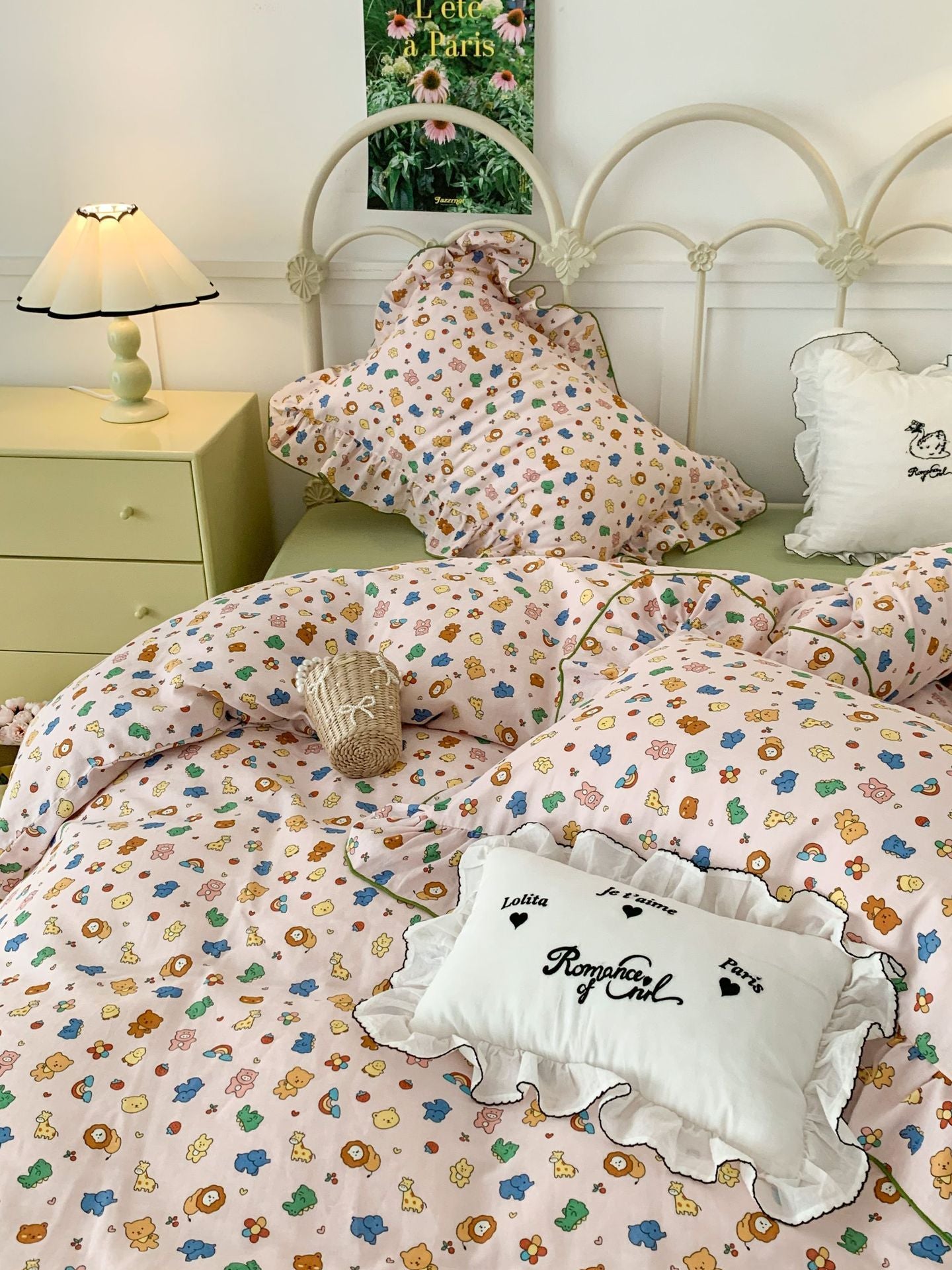 Conjunto sencillo y fresco de hilo de doble capa de algodón puro Girly Heart
