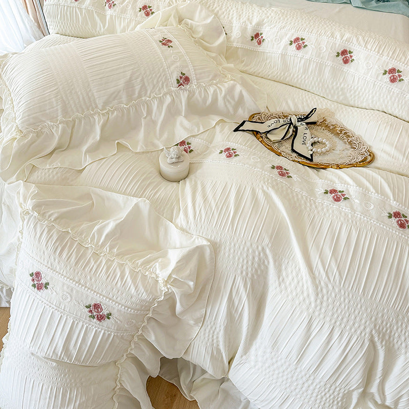 Juego de cama de cuatro piezas de algodón lavado Seersucker Four Seasons