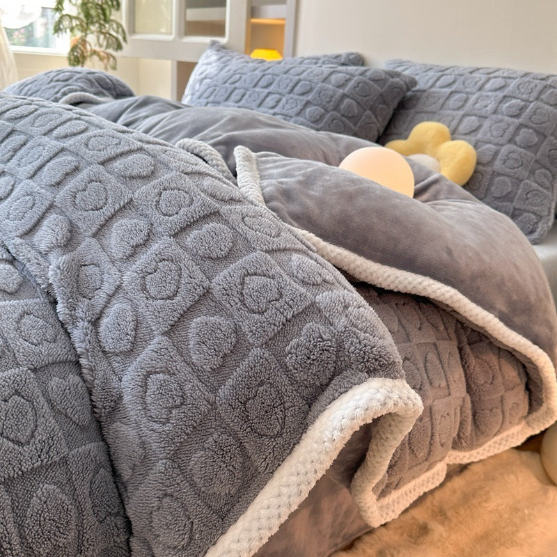 Housse de couette quatre pièces en taffetas épais tridimensionnel