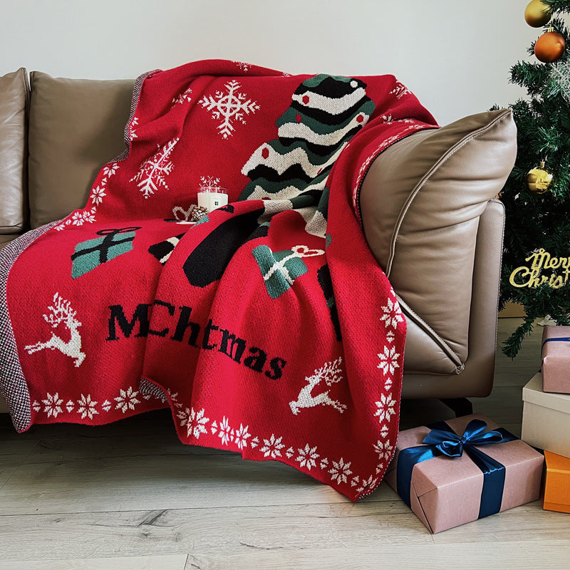 Manta de sofá con adorno navideño rojo de Año Nuevo