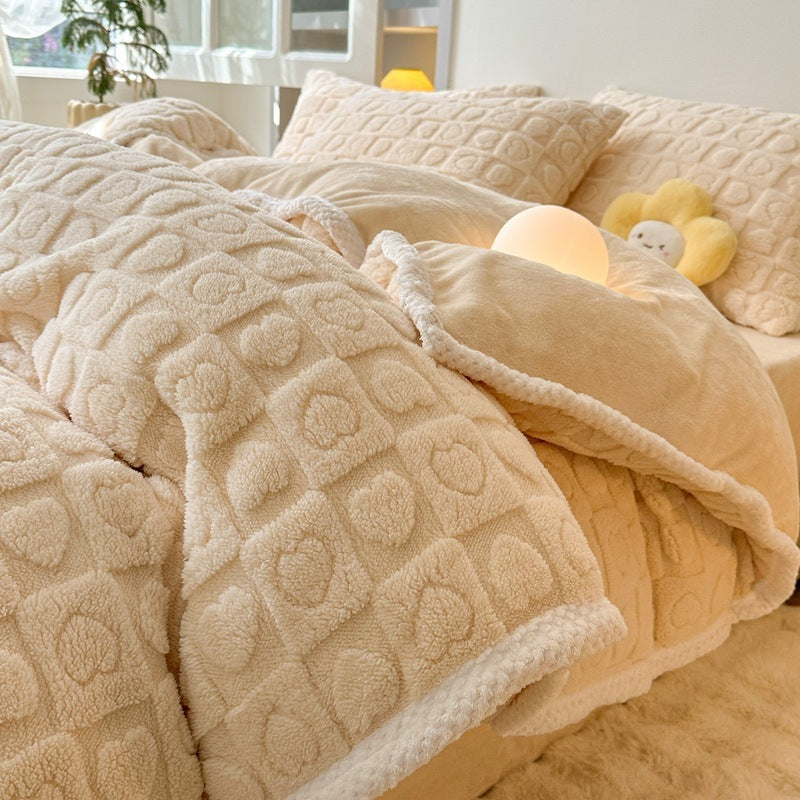 Housse de couette quatre pièces en taffetas épais tridimensionnel