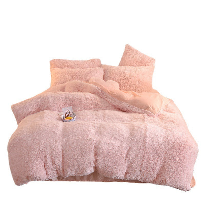 Plush Thickened Warm Mink Fur Four-piece Set