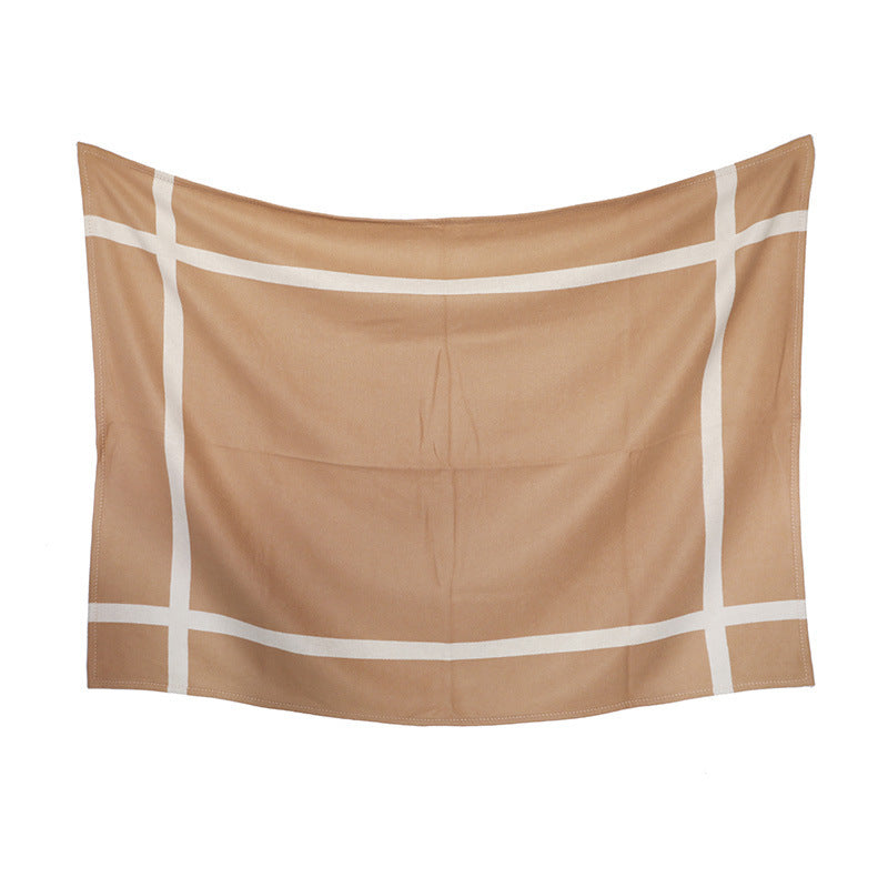 Manta de siesta de lana pura con marco blanco y diseño de cruz para viajes y cuatro estaciones de Simple Home