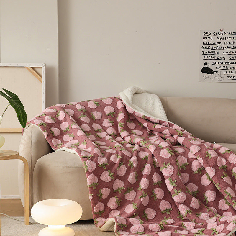 Manta de siesta de lana tridimensional de doble capa engrosada