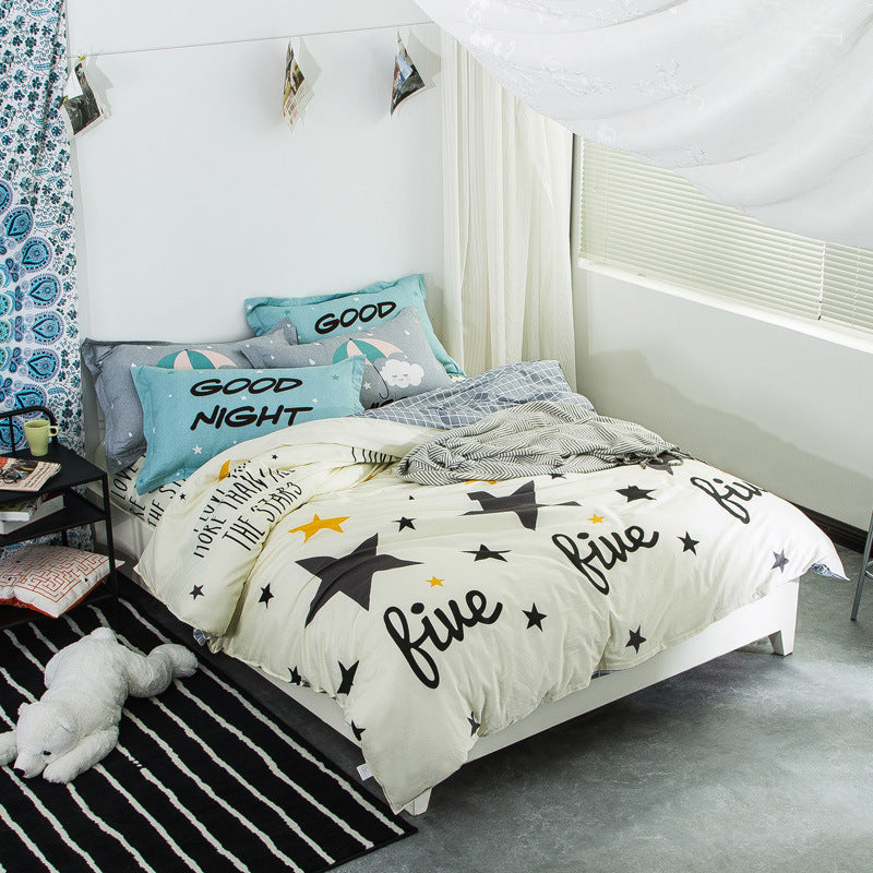 Four-piece cotton twill print set