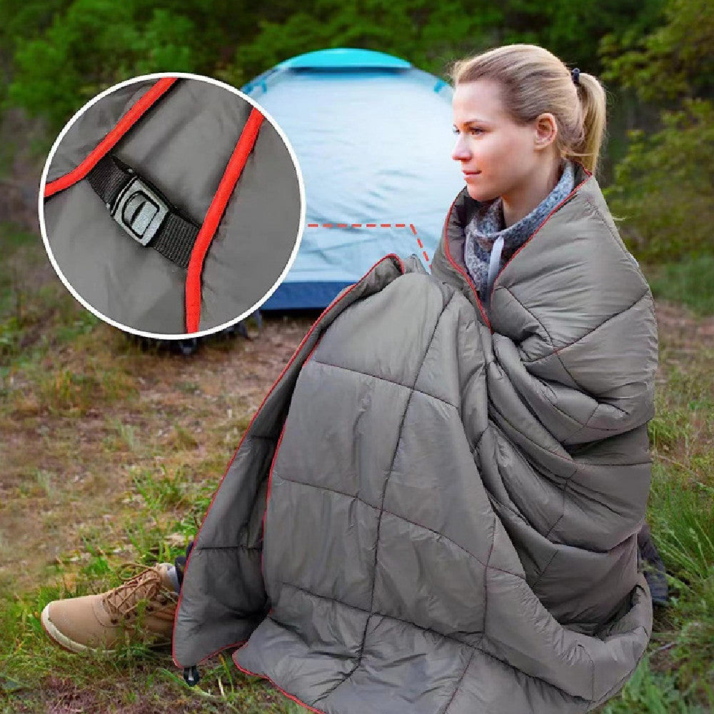 Manta de plumas para acampar al aire libre, portátil, impermeable, para senderismo y uso diario.