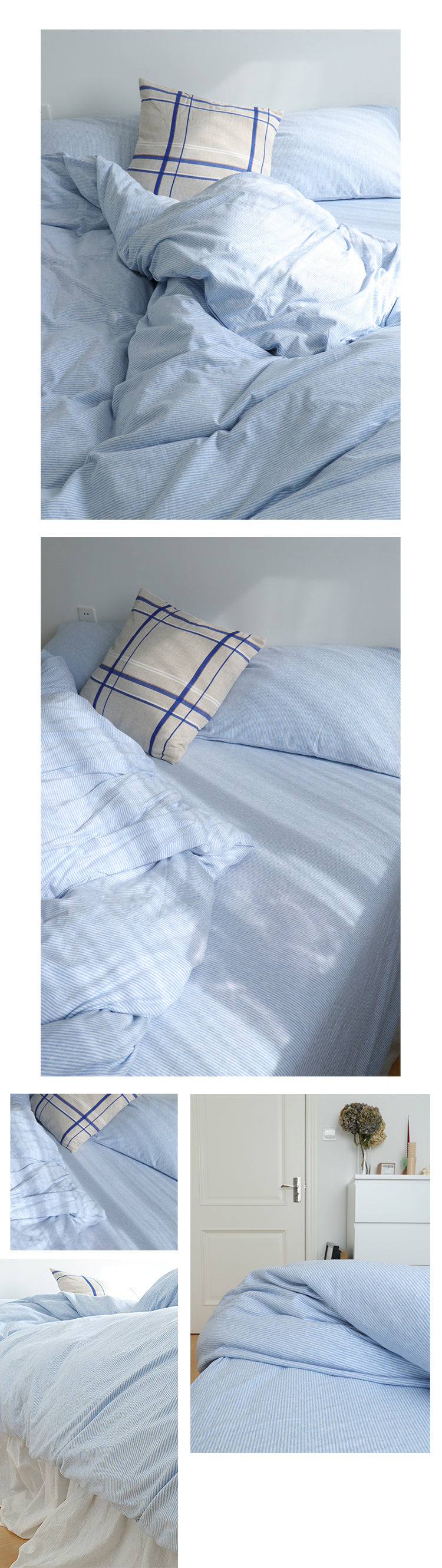 Juego de cama de cuatro piezas de algodón Tianzhu de punto, suave, sin estampado y agradable para la piel, para dormir desnudo