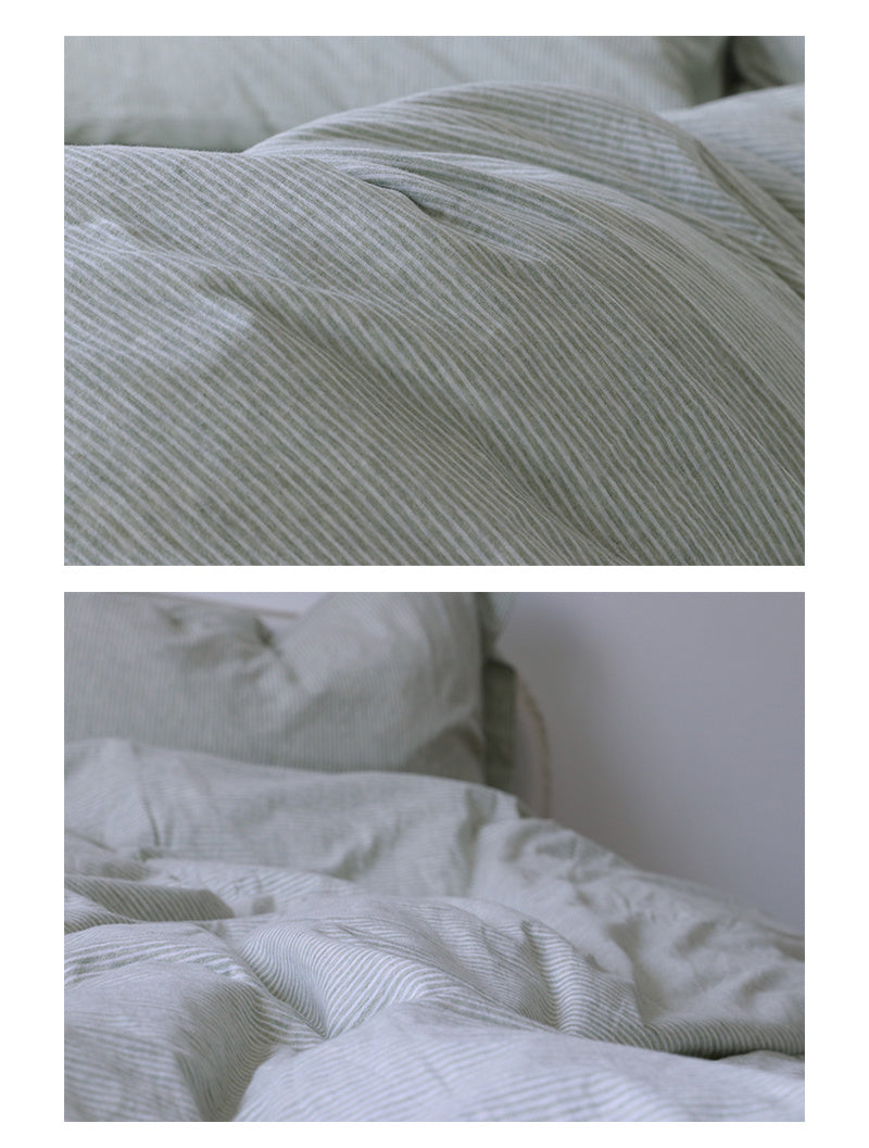 Juego de cama de cuatro piezas de algodón Tianzhu de punto, suave, sin estampado y agradable para la piel, para dormir desnudo
