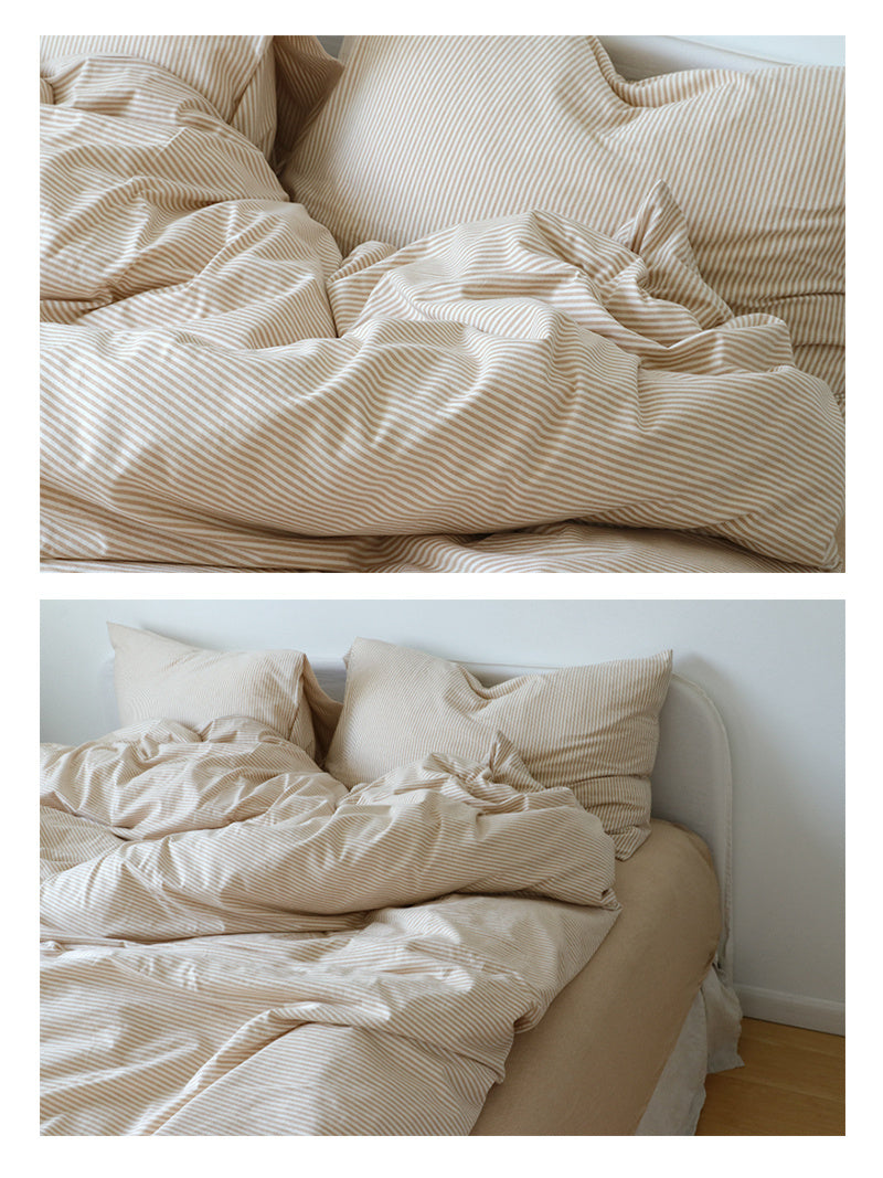 Juego de cama de cuatro piezas de algodón Tianzhu de punto, suave, sin estampado y agradable para la piel, para dormir desnudo