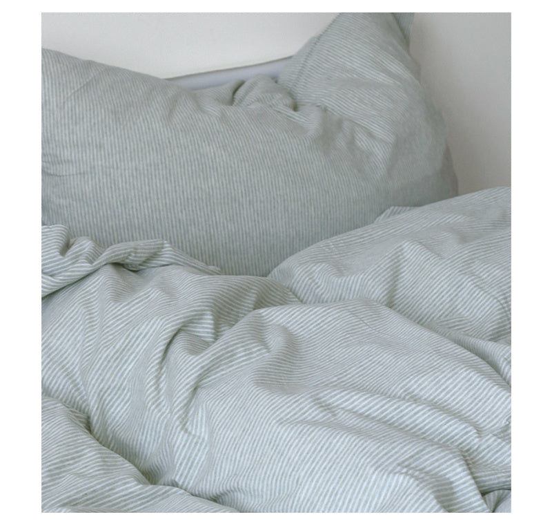 Juego de cama de cuatro piezas de algodón Tianzhu de punto, suave, sin estampado y agradable para la piel, para dormir desnudo