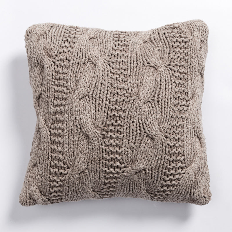 Housse de coussin brodée à la main, couleur unie, style nordique et européen, en coton ramie et chanvre