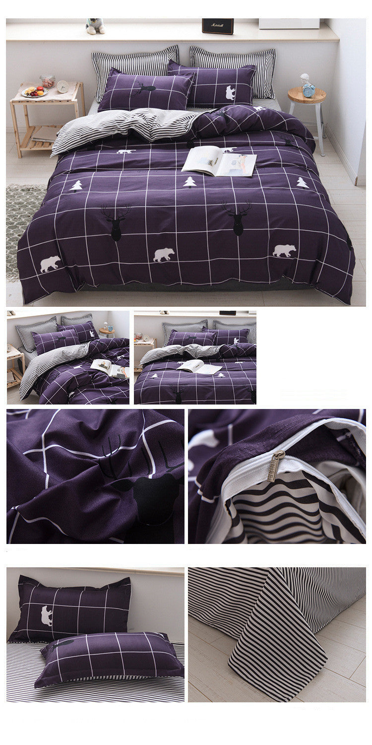Juego de cama de tres piezas para dormitorio con diseño de corazones de Net Celebrity