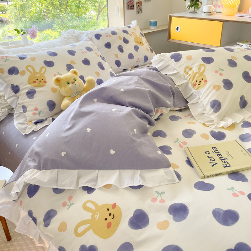Cama pequeña de algodón floral de cuatro piezas estilo princesa