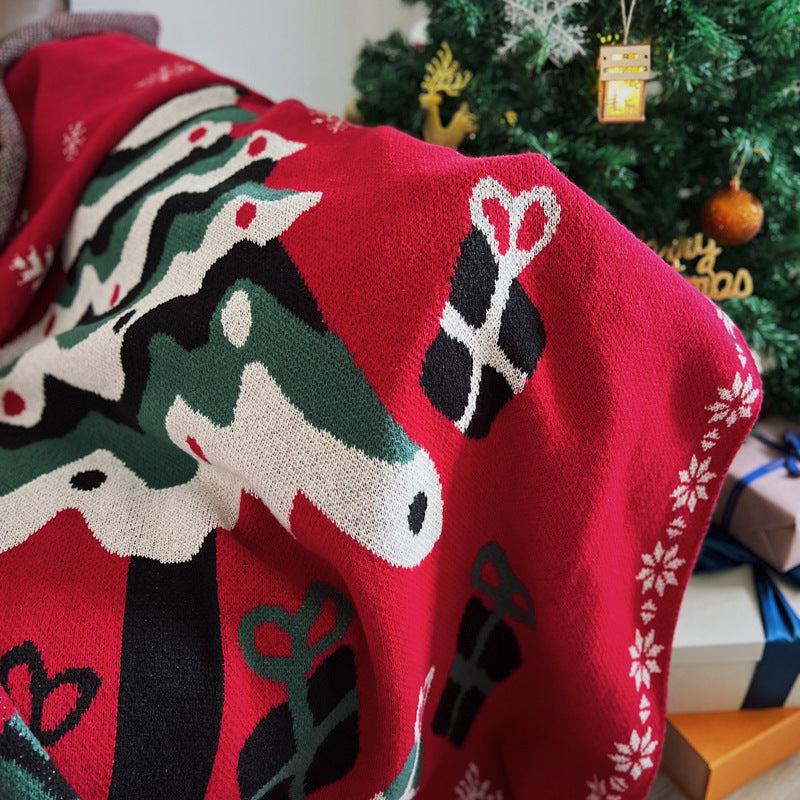 Manta de sofá con adorno navideño rojo de Año Nuevo