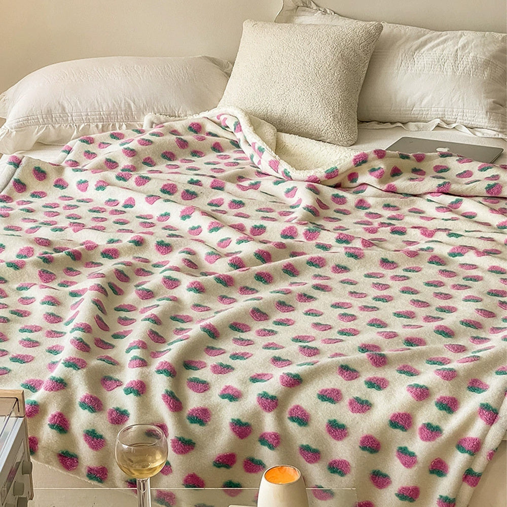 Manta de cordero jacquard coreana gruesa y cálida, manta de vellón coral para el tiempo libre, para otoño e invierno, suave y cerosa, con forma de corazón para niña, manta multifunción para el almuerzo, cómoda y con aire acondicionado.