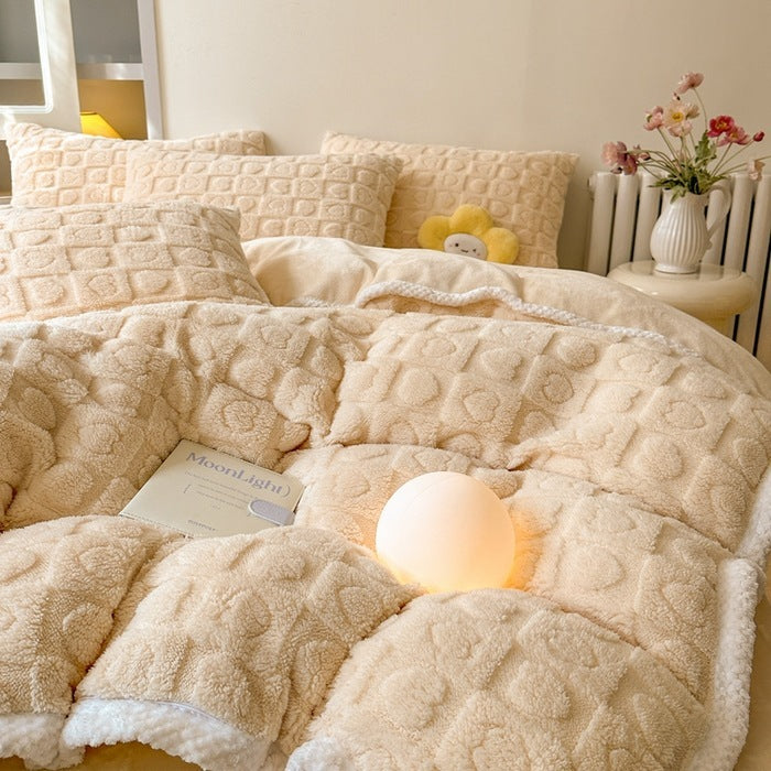 Housse de couette quatre pièces en taffetas épais tridimensionnel