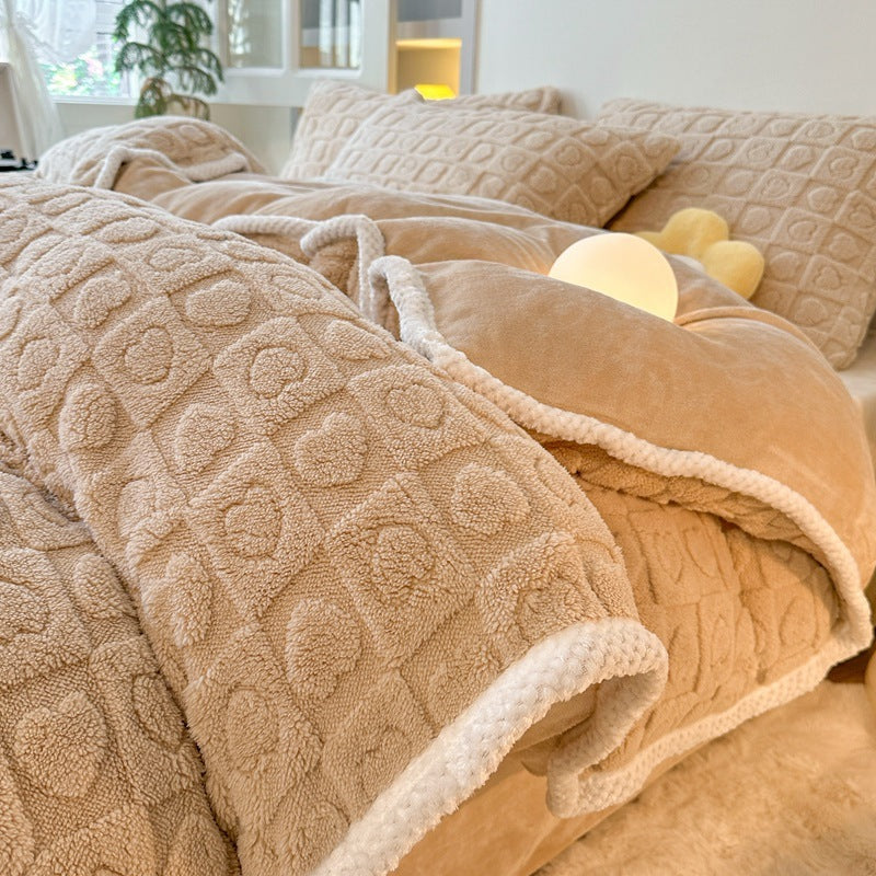 Housse de couette quatre pièces en taffetas épais tridimensionnel
