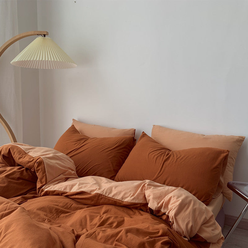 Sábana de cama moderna, sencilla y con colores pigmentados.