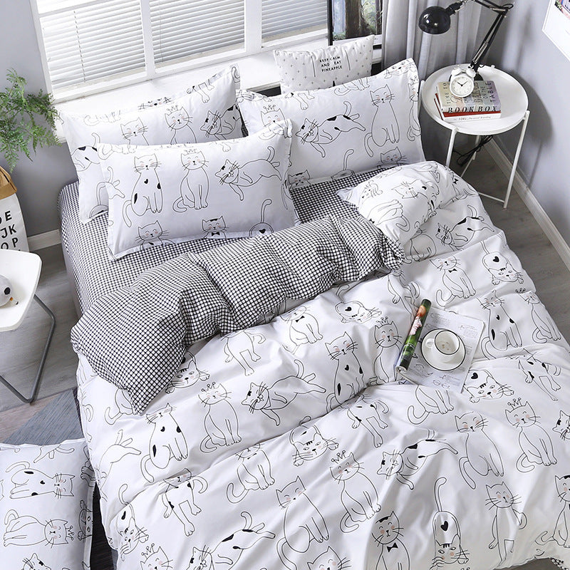 Juego de cama de tres piezas para dormitorio con diseño de corazones de Net Celebrity