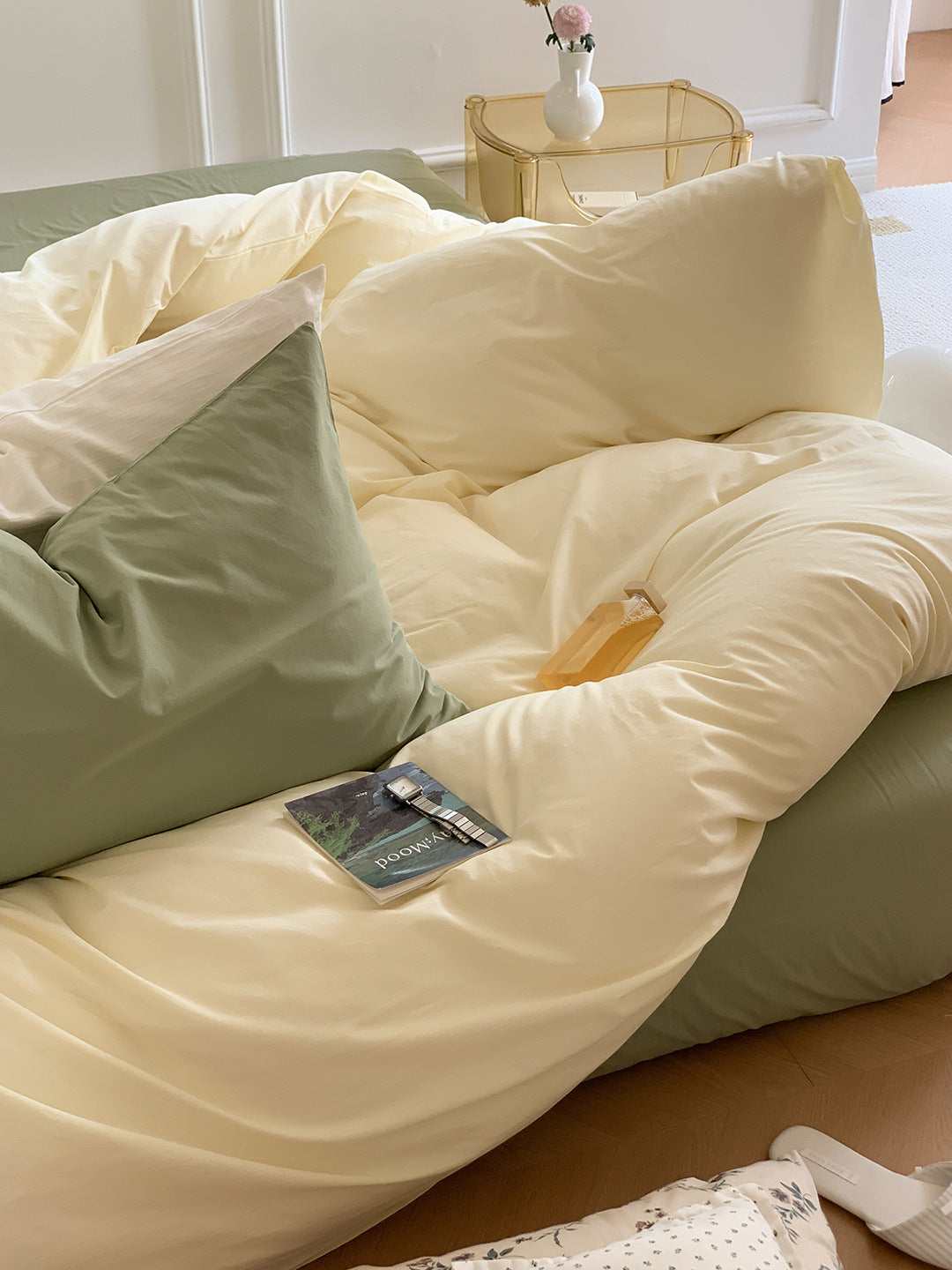 Juego de cama de estilo cabaña en color liso