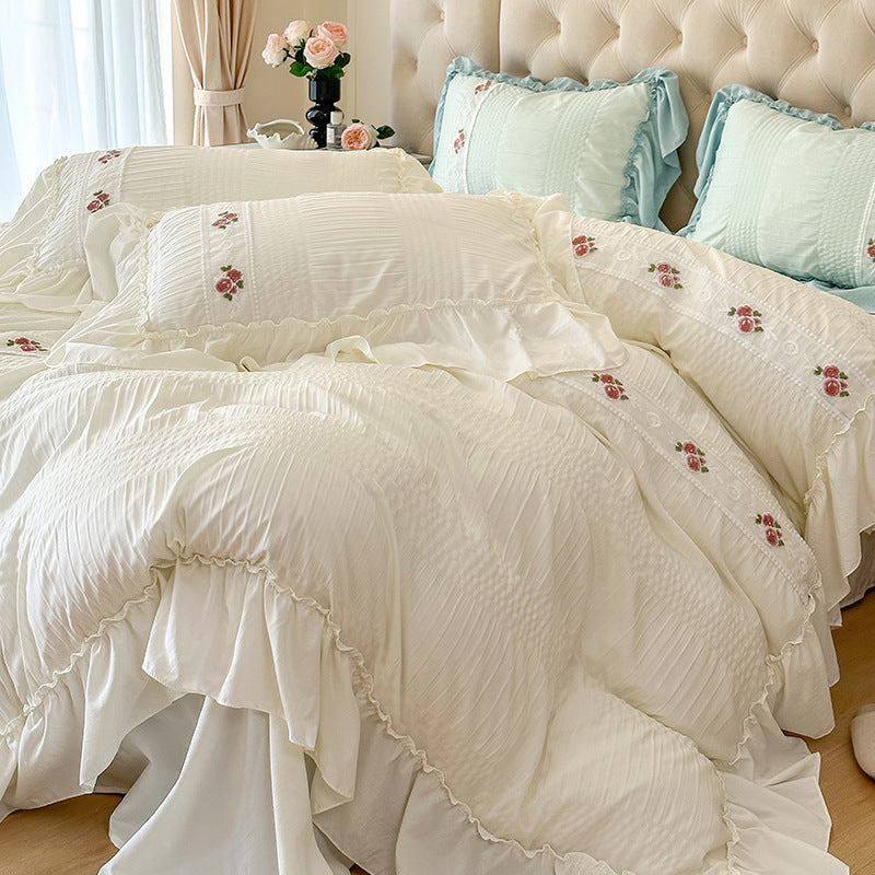 Juego de cama de cuatro piezas de algodón lavado Seersucker Four Seasons