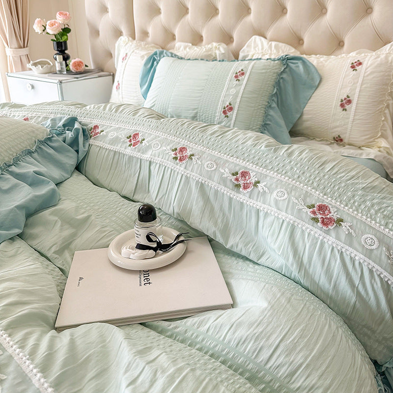 Juego de cama de cuatro piezas de algodón lavado Seersucker Four Seasons