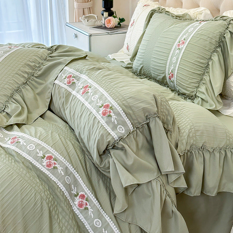 Juego de cama de cuatro piezas de algodón lavado Seersucker Four Seasons