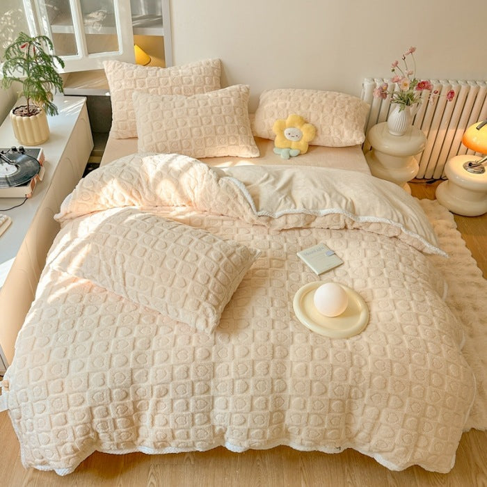 Housse de couette quatre pièces en taffetas épais tridimensionnel
