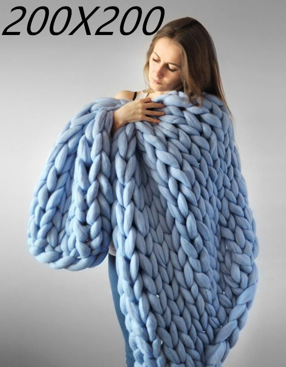 Hand woven woolen blanket Soft Chenille Blanket