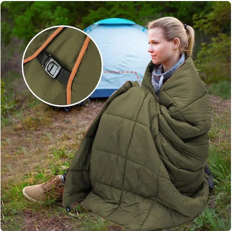 Manta de plumas para acampar al aire libre, portátil, impermeable, para senderismo y uso diario.