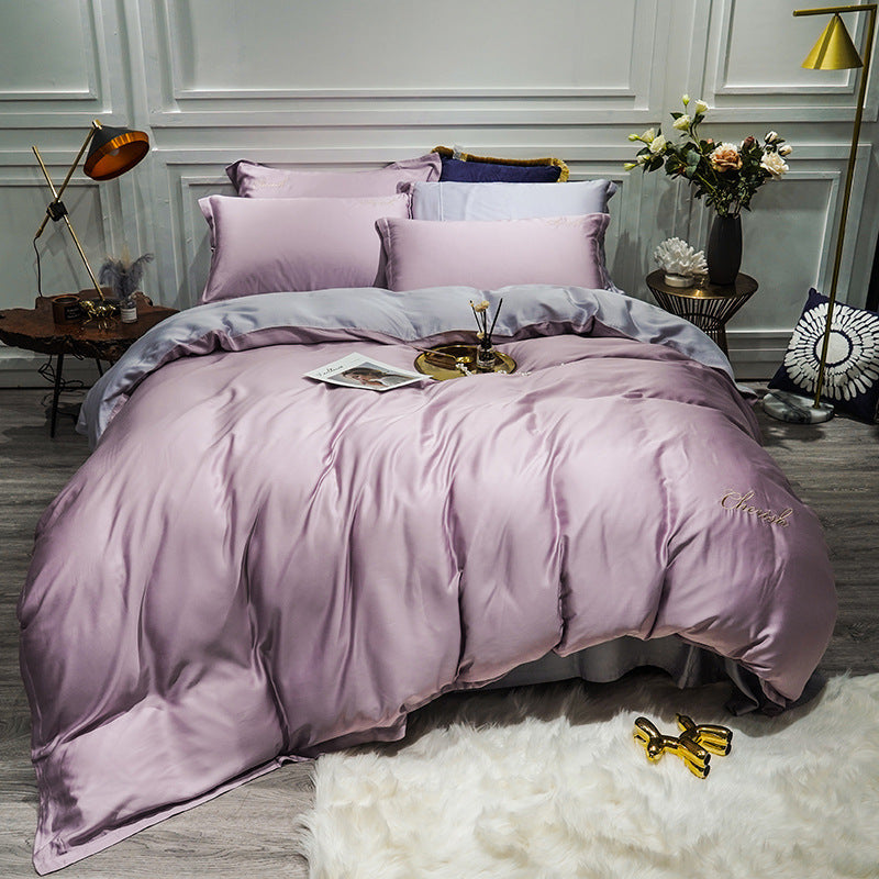 Conjunto de cuatro piezas de color liso con lados anchos.