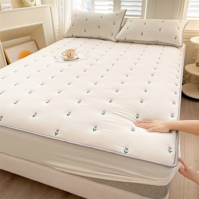 New Soybean Fiber Quilted Fitted Sheet Single Piece