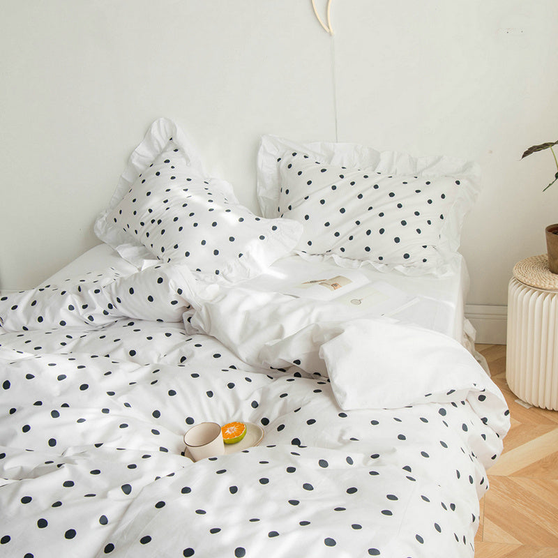Ensemble de quatre pièces avec housse de couette et drap motif amour coréen
