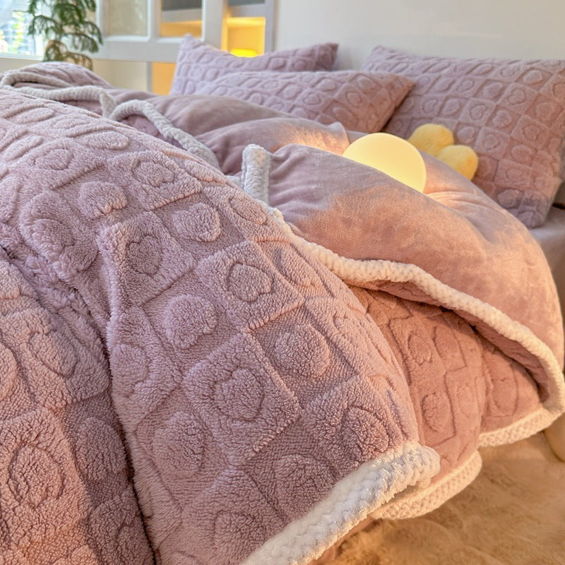 Housse de couette quatre pièces en taffetas épais tridimensionnel