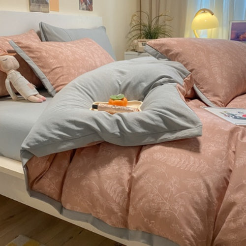Juego de cama de cuatro piezas de algodón lavado y cáñamo, de grado materno-infantil, clase A