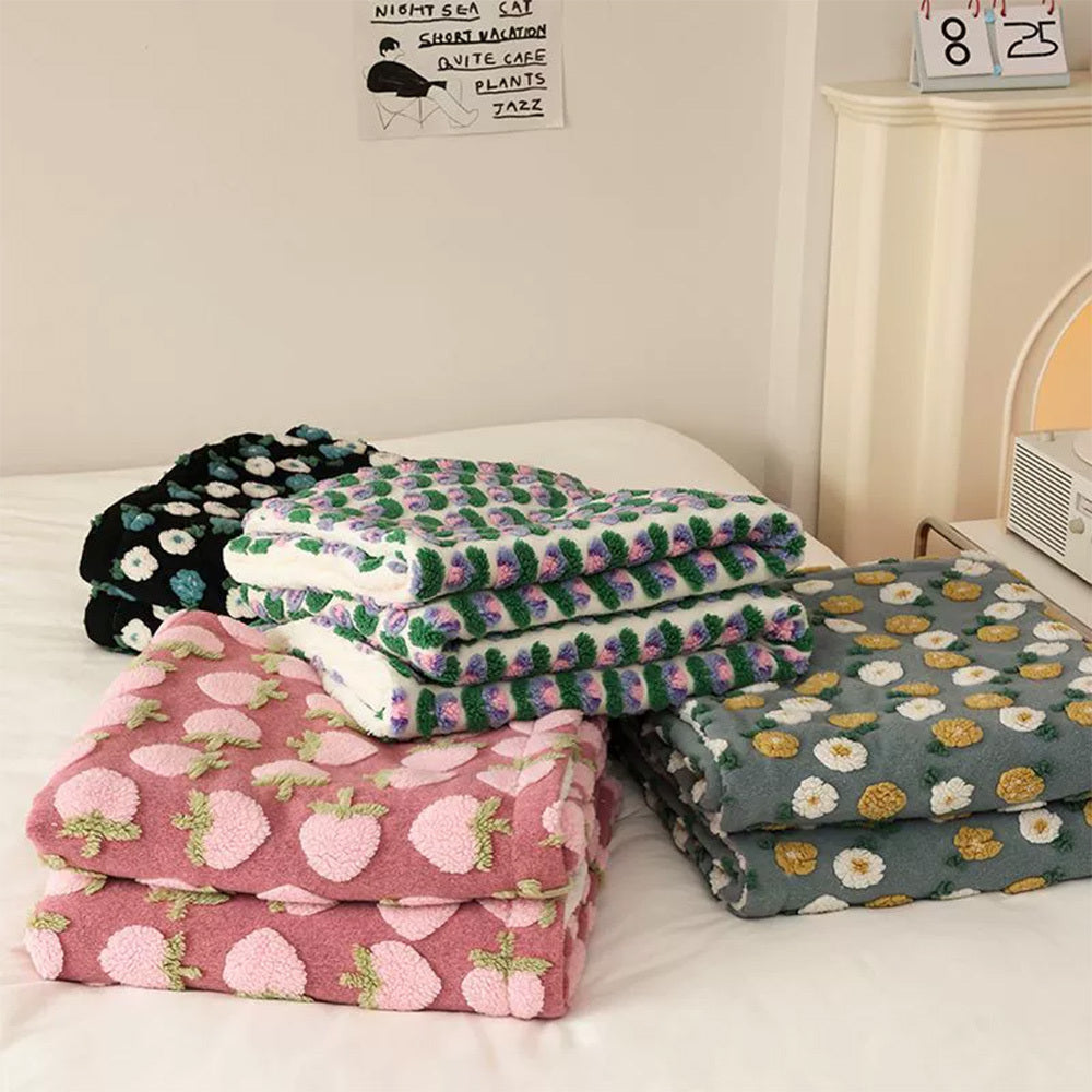 Manta de cordero jacquard coreana gruesa y cálida, manta de vellón coral para el tiempo libre, para otoño e invierno, suave y cerosa, con forma de corazón para niña, manta multifunción para el almuerzo, cómoda y con aire acondicionado.