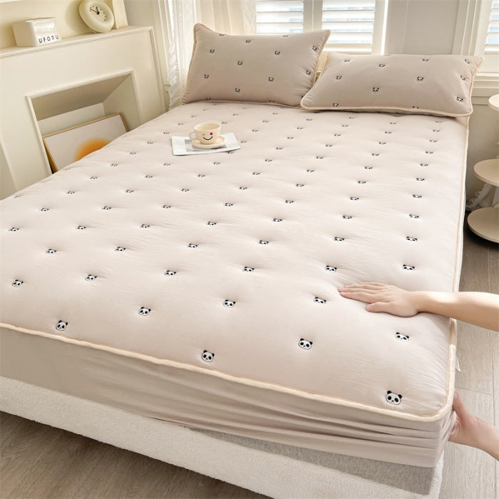 New Soybean Fiber Quilted Fitted Sheet Single Piece