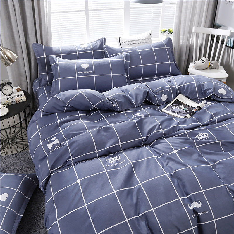 Juego de cama de tres piezas para dormitorio con diseño de corazones de Net Celebrity