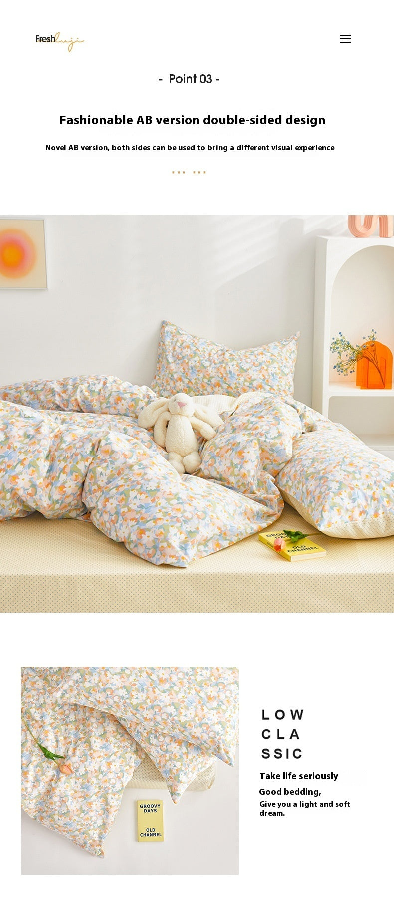 Sábana de algodón estilo americano campestre con estampado floral color piel