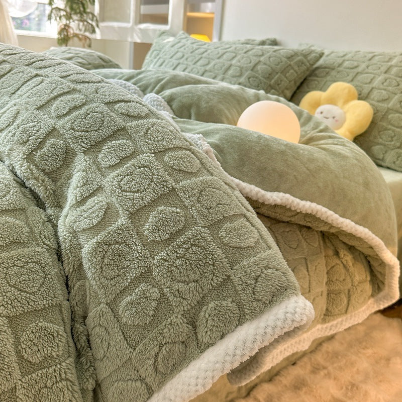 Housse de couette quatre pièces en taffetas épais tridimensionnel