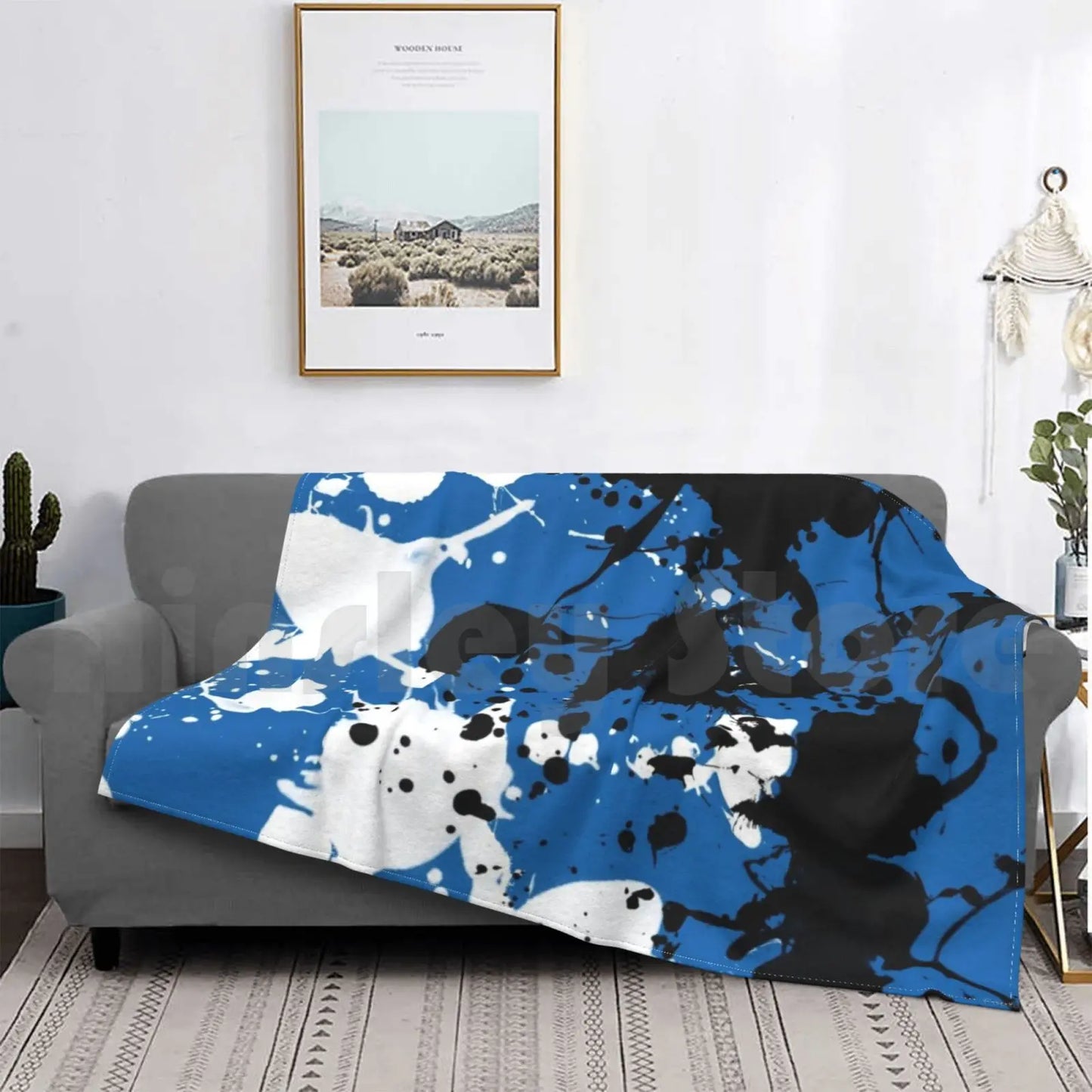 Inter Paint Spill Blanket Fashion Custom Colours Football Footy Sport Soccer Italy Inter Italian Park Pattern