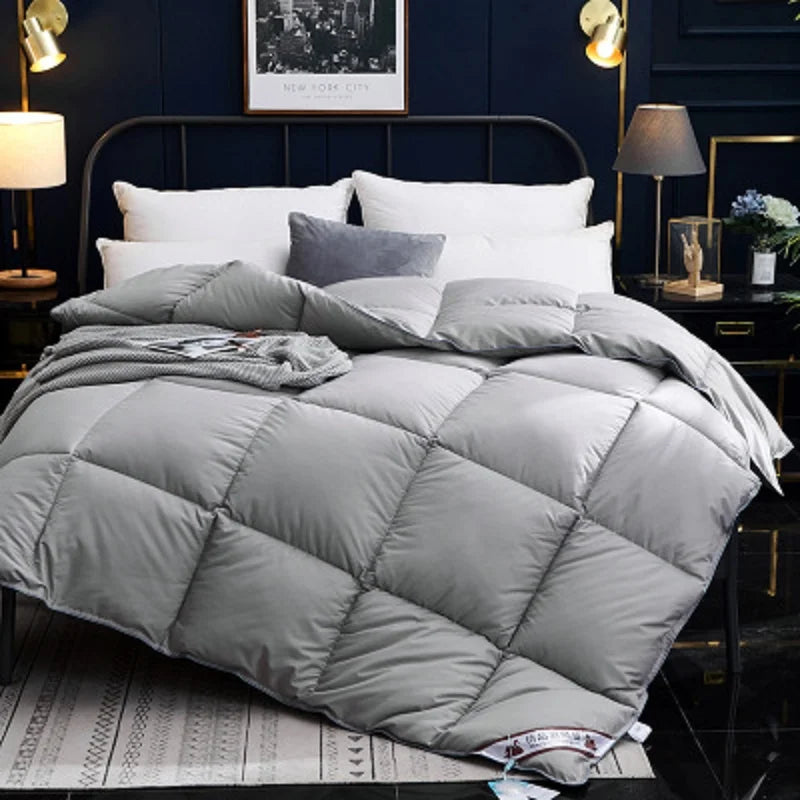 100% Goose Down Duvet Comforter Quilted Perfect Comfort Double Single Size Winter Thick Blanket Solid Color Bedclothes
