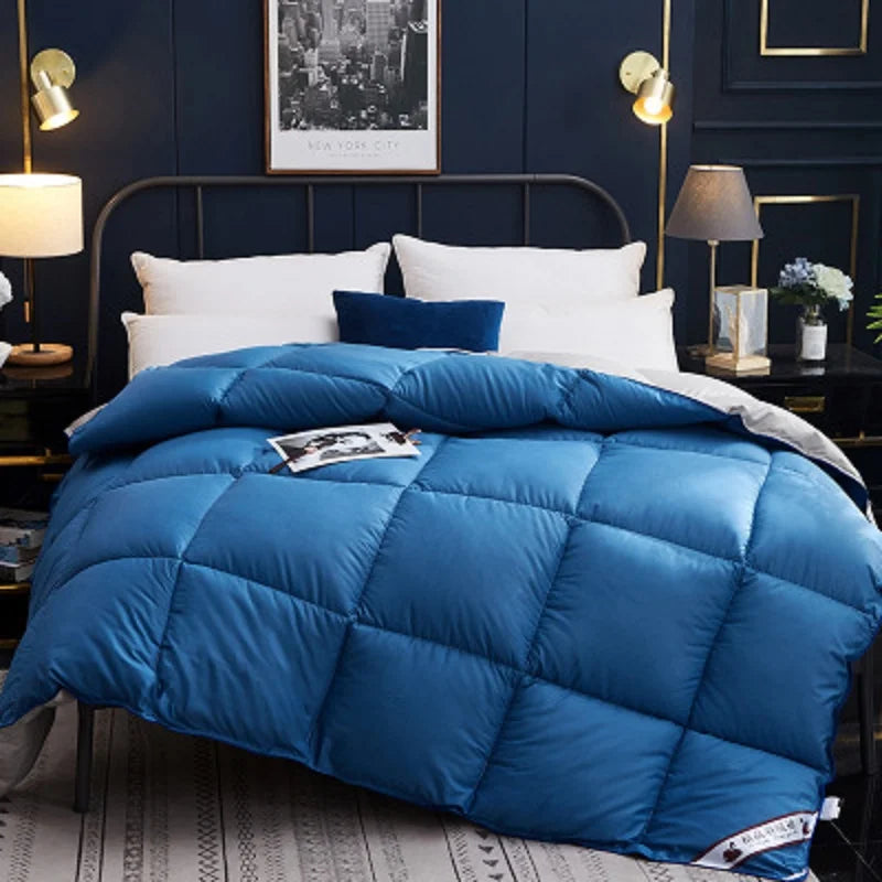 100% Goose Down Duvet Comforter Quilted Perfect Comfort Double Single Size Winter Thick Blanket Solid Color Bedclothes