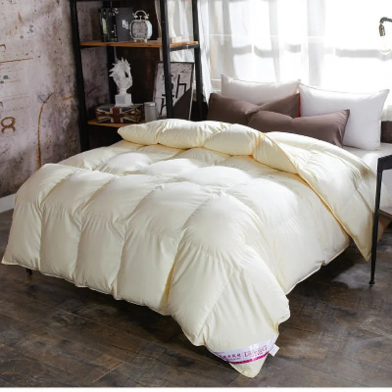 100% Goose Down Duvet Comforter Quilted Perfect Comfort Double Single Size Winter Thick Blanket Solid Color Bedclothes