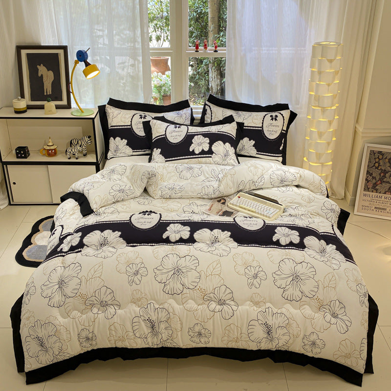 Thick Hepburn Black Lace Brushed Washed Cotton Duvet Insert Warm