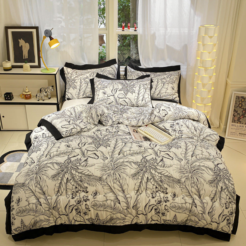 Thick Hepburn Black Lace Brushed Washed Cotton Duvet Insert Warm