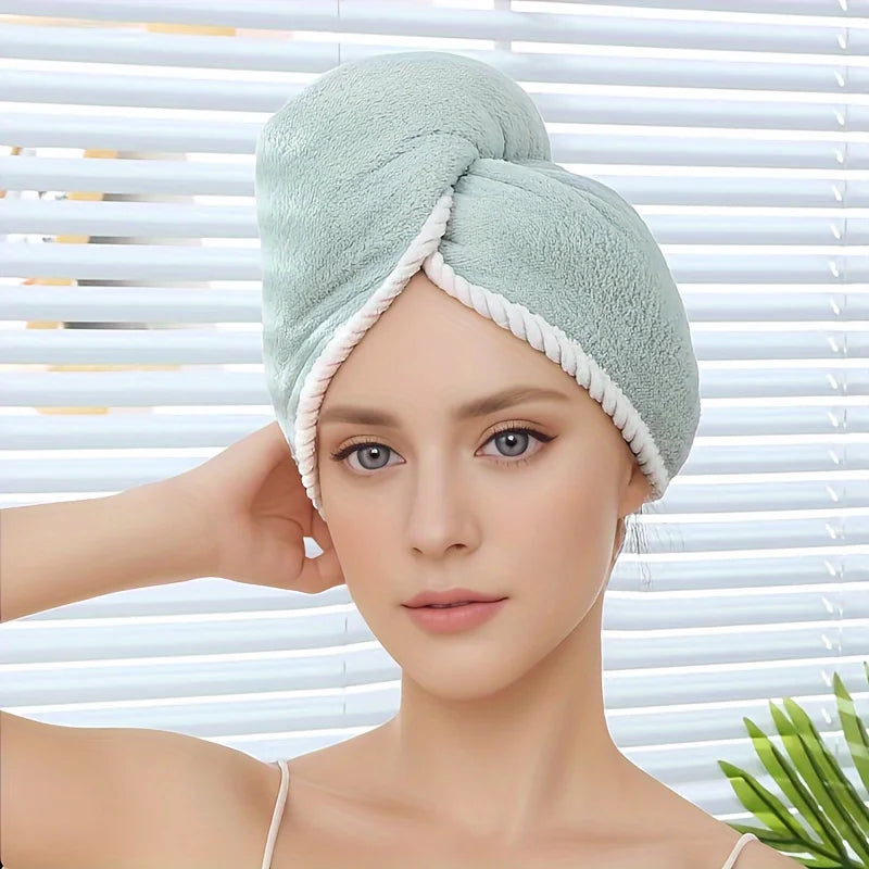 New Thickened Double Layer Hair Drying Cap, Velvet Wrap Towel, Wipe Hair, Absorbent Water, Quick Drying Towel, Shower Cap