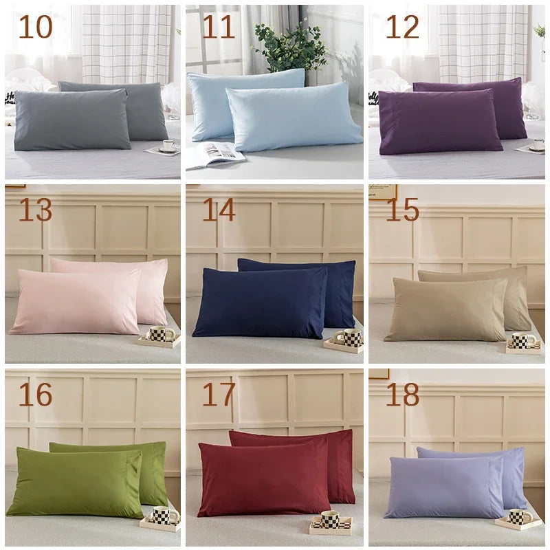 Set of 2 Polyester Solid Pillowcases, Comfortably Soft Hypoallergenic Covers for Restful Sleep,Different Color With Cheap Price
