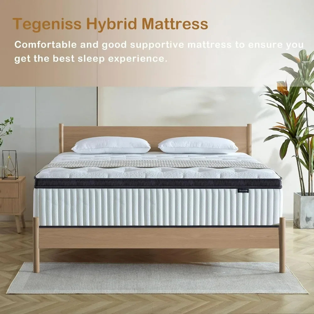 Queen Mattress, 12 Inch Innerspring Hybrid Mattres in a Box with Gel Memory Foam, Pressure Relief Spring Mattress