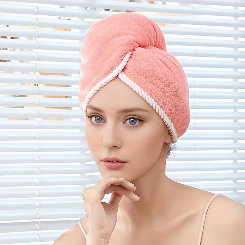 New Thickened Double Layer Hair Drying Cap, Velvet Wrap Towel, Wipe Hair, Absorbent Water, Quick Drying Towel, Shower Cap